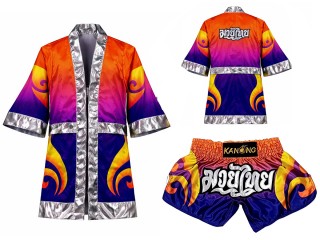 Personalisierte Muay Thai Mantel mit Kapuze und Kickbox Shorts : SET-507