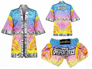 Personalisierte Muay Thai Mantel mit Kapuze und Kickbox Shorts : SET-508