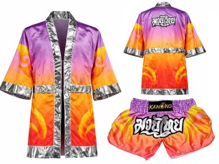 Personalisierte Muay Thai Mantel mit Kapuze und Kickbox Shorts : SET-509