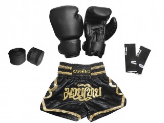 Muay Thai Komplettset für Kinder : 121-Schwarz