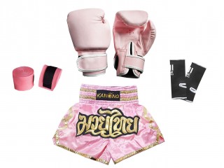 Muay Thai Komplettset für Kinder : 121-Hellrosa