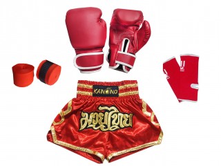 Muay Thai Komplettset für Kinder : 121-Rot