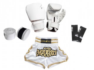 Muay Thai Komplettset für Kinder : 121-Weiß