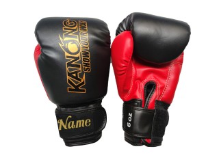 Personalisierte Kinder Boxhandschuhe : KNGCUST-KIDS-432 Schwarz-Rot