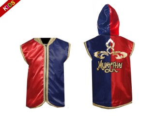 Kanong individuelle Muay Thai Hoodies / begehbare Kapuzenjacke für Kinder : KNHODKID-121-Rot-Marineblau