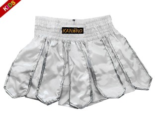 Kanong Muay Thai Kickbox-Shorts für Kinder : KNS-139-Weiß-K