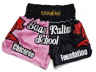 Individuelle Kickbox-Shorts : KNSCUST-1277-Rosa-Schwarz