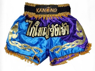 Individuelle Kickbox-Shorts : KNSCUST-1292-Himmelblau-Lila