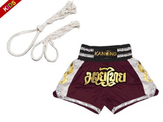 Mongkol Prajead-Set mit Muay Thai Shorts for Children : Set-KINDER-Mongkol-Boran-147-Kastanienbraun