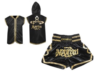 Personalisierte Hoodies + Muay Thai Hose: Set 121 Schwarz