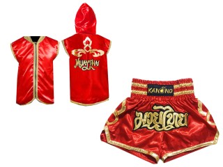 Personalisierte Hoodies + Muay Thai Hose : Set 121 RotPersonalisierte 