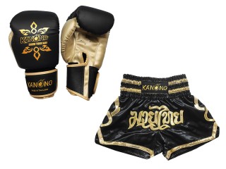 Passende Muay Thai Handschuhe und Personalisierte Muay Thai Shorts : Modell 121 Schwarz
