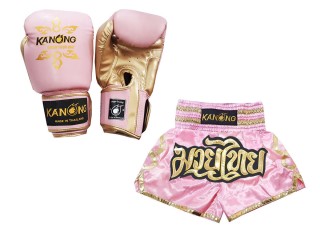 Passende Muay Thai Handschuhe und Personalisierte Muay Thai Shorts : Modell 121 Rosa