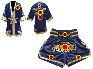 Personalisierte Boxermantel + Muay Thai hose : Set 121-Marine
