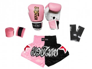 Muay Thai Komplettset für Kinder : Hell-Rosa