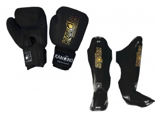 Kanong Boxhandschuhe+Schienbeinschutz : Simple schwarz