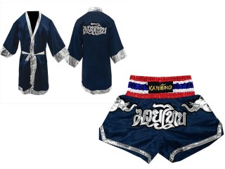 Kanong Maßarbeit Boxermantel + Kanong Thaiboxhose : Set 125 Marine