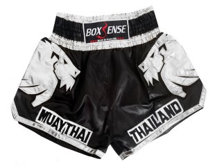 Boxsense Muay Thai shorts : BXS-303 Schwarz/Silber