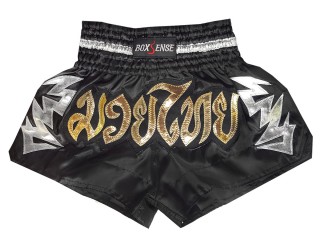 Boxsense Kinder Muay Thai shorts Hosen : BXSKID-010 Schwarz