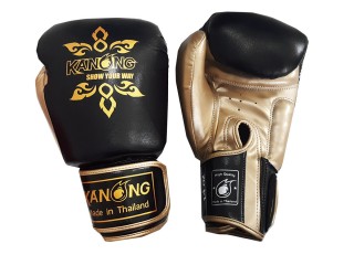 Kanong Boxhandschuhe für Kinder : Schwarz/Gold Lai Thai