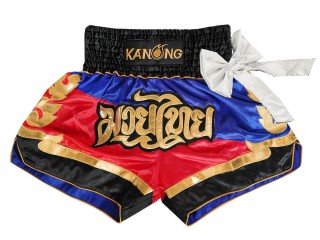 Kanong Muay Thai Boxen shorts - Thaiboxhosen : KNS-130-Blau-Rot