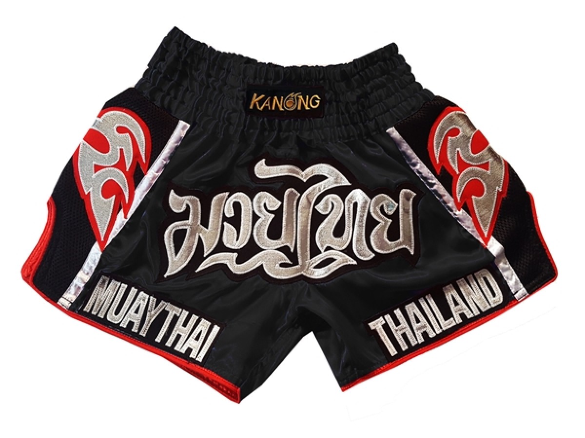 Kanong Retro Muay Thai shorts - Thaiboxhosen : KNSRTO-207-schwarz