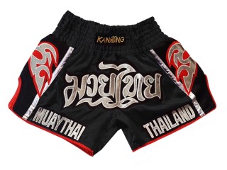 Kanong Retro Muay Thai shorts - Thaiboxhosen für Frauen : KNSRTO-207-schwarz