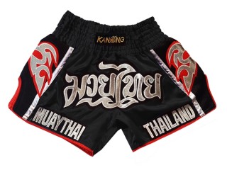Kanong Retro Muay Thai shorts für Frauen : KNSRTO-207-schwarz