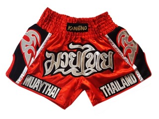 Kanong Retro Muay Thai shorts - Thaiboxhosen für Kinder : KNSRTO-207-rot