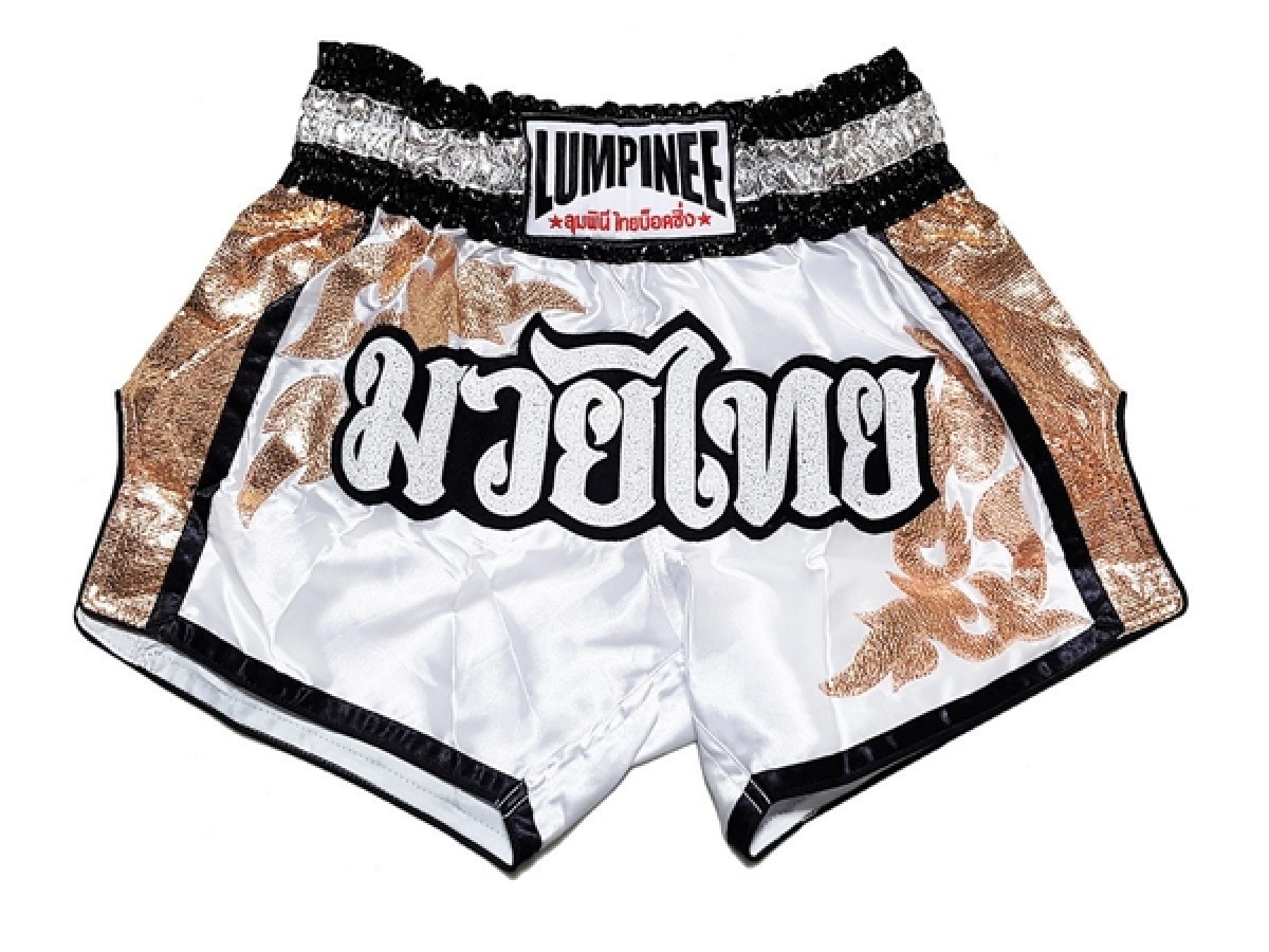 Lumpinee Muay Thai Shorts - Thaiboxhosen : LUM-043-Weiß
