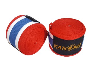 KANONG Muay Thai Boxbandagen für Damen : Rot/Weiss/Blau