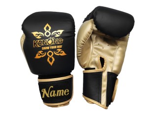 Personalisierte Kinder Boxhandschuhe : KNGCUST-KIDS-428 Schwarz-Gold