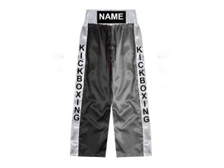 Kickbox Hose personalisieren : KNPANTS-001-Schwarz-Silber