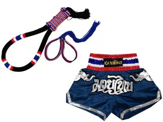 Komplettset  Mongkol + Prajead + Muay Thai Shorts : 125-Marine