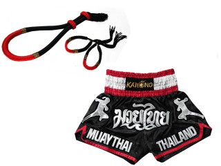 Komplettset  Mongkol + Prajead + Muay Thai Shorts : 133-Schwarz
