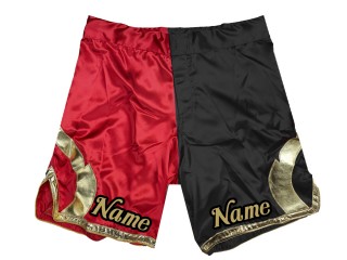 Personalisieren Sie MMA-Shorts mit Namen oder Logo: Rot-Schwarz