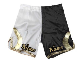 Personalisieren Sie MMA-Shorts mit Namen oder Logo: Weiß-Schwarz