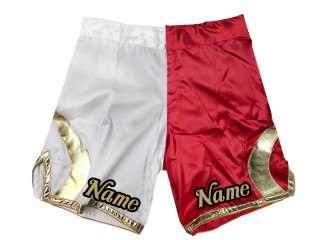 Benutzerdefinierte MMA-Shorts mit Namen oder Logo: Weiß-Rot