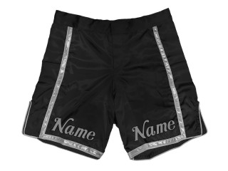 Personalisieren Sie MMA-Shorts mit Namen oder Logo: Schwarz-Silber
