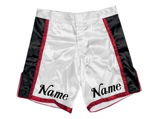 Maßgeschneiderte MMA-Shorts mit Namen oder Logo: Weiß-Rot