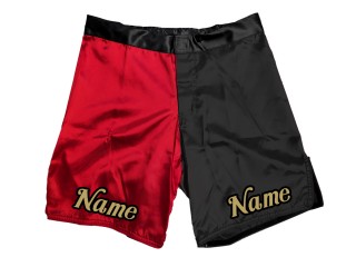Maßgeschneiderte MMA-Shorts mit Namen oder Logo: Rot-Schwarz