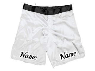 Maßgeschneiderte MMA-Shorts mit Namen oder Logo: Weiß