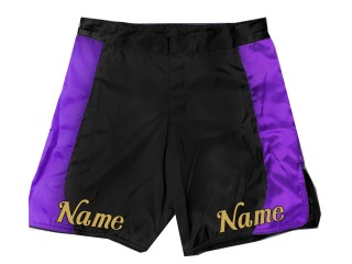 Personalisieren Sie MMA-Shorts mit Namen oder Logo: Schwarz-Lila