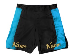 Personalisieren Sie MMA-Shorts mit Namen oder Logo: Schwarz-Himmelblau