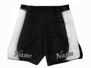 Maßgeschneiderte MMA-Shorts mit Namen oder Logo: Schwarz-Weiß