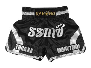 Personalisierte Muay Thai hose : KNSCUST-1203 Schwarz/Silber