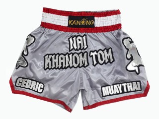 Personalisierte Kickbox Hose : KNSCUST-1220 Silber