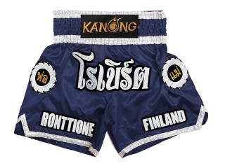 Kundenspezifische Kickboxing Hosen : KNSCUST-1242-Marineblau