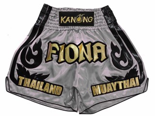 Personalisierte Muay Thai Hose : KNSCUST-1246-Grau