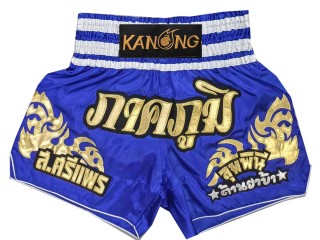 Kundenspezifische Kickboxing Hosen : KNSCUST-1249-Blau